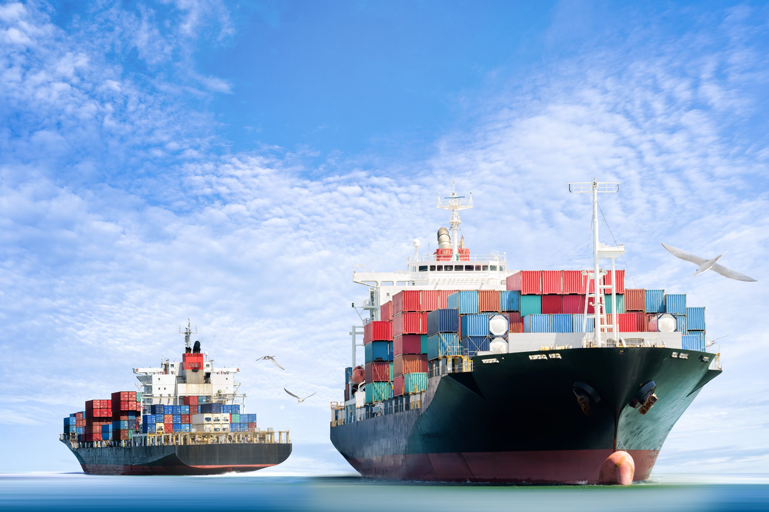 Cargo ship in ocean