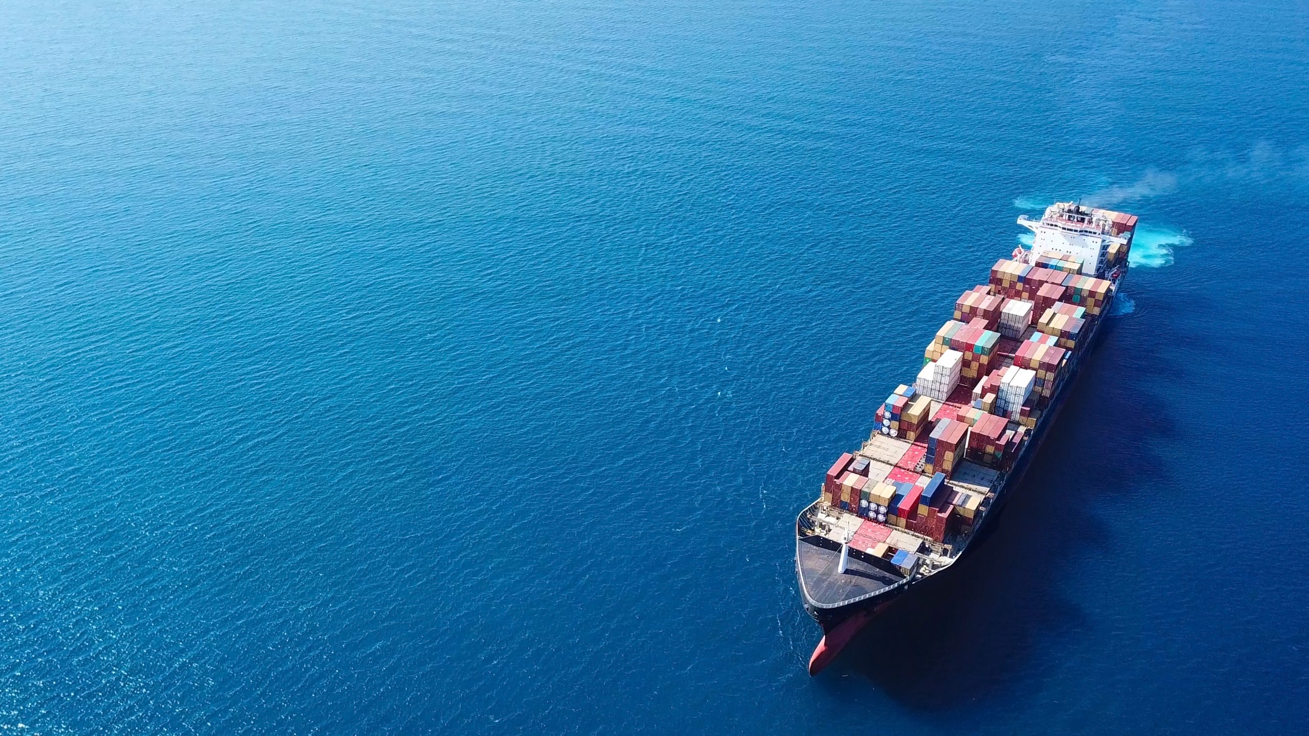 Large container ship at sea